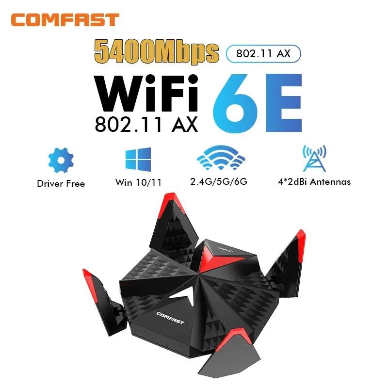 Comfast AX5400  6 USB , 2.4G  5G  6G Ʈ  Usb3.0  6E Ʈũ ī ̹ , 4 * 5dBi ׳, PC Win 10/11